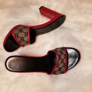 Authentic Vintage Gucci Open Toe Mules GG Design
